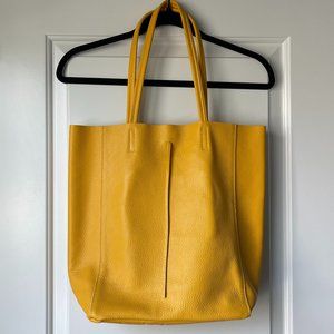 Italian Leather Tote Bag in Yellow